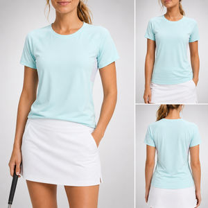 Camiseta Deportiva de Manga Corta para Mujer, Cuello Redondo, Color Sólido, Transpirable, Corte Regular, para Todas las Temporadas - Product Image 2