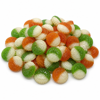 Permen Gummy Bulat Berkualitas Tinggi Dua Warna Rasa Buah Campuran Manisan Jelly Lembut Kemasan Grosir dalam Stoples