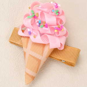 CN 2PC/가방 미니 5cm 만화 아이스크림 디자인 헤어 클립 달콤한 리본 헤어 보우 클립 어린이 소녀 - Product Image 4