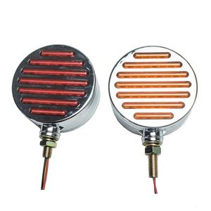 Luz de Pedestal de doble cara 98 Led 4 "redondo rojo ámbar Flatline con carcasa cromada para Semi camión guardabarros cola esquina señal de giro - Product Image 1