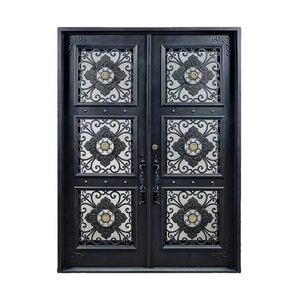 Portes de sécurité métalliques d'entrée principale extérieure personnalisées sécurité extérieure moderne double porte d'entrée en fer forgé conceptions à coupure thermique - Product Image 5