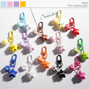 Portachiavi con ciondolo a cuore Y2K, giallo e rosa, simpatico pentagramma, <span class=keywords><strong>stella</strong></span> bombata, per donne e ragazze, gioielli, regalo, accessori - Product Image 2