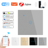 FIKO 86 Type Gris Verre trempé Interrupteur tactile intelligent 1/2/3/4 WiFi Tuya Zigbee Homekit APP télécommande (F71-86)