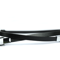 Laumocarocn — ceinture professionnelle en cuir véritable pour femmes, découpe fine, boucle argentée, Double D, 25mm de large, pour filles