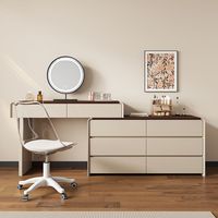 Coiffeuse multifonction rotative en bois massif laqué, style moderne et minimaliste, avec tiroirs intégrés pour le maquillage