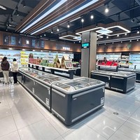 Directo de Fábrica, Refrigerador Comercial de 530L, de Una Sola Temperatura, Certificado ETL, 2 Puertas, Control Digital, Exhibidor Curvo Tipo Isla para Supermercado