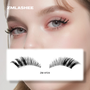 ZM <strong>LASH</strong> Korean Vegan Handmade Pre Bond Glued <strong>Lashes</strong> Strips Wholesale Waterproof Reusable Press on <strong>Half</strong> <strong>Lash</strong> - Product Image 1