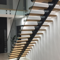Bande décorative en bois de hêtre et de chêne clair, nez d'escalier en acier et de carbone, design en bois massif