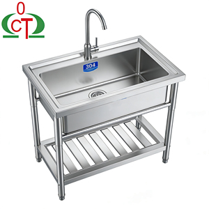 Fregadero Comercial de Acero Inoxidable 304 de Alta Resistencia con Grifo Independiente <span class=keywords><strong>para</strong></span> Equipamiento de Hoteles y Restaurantes - Product Image 1