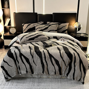 Set di biancheria da letto morbida in velluto soffice pelliccia sintetica 4 pezzi <span class=keywords><strong>lenzuola</strong></span> solide confezionate in poliestere per il letto delle ragazze - Product Image 6