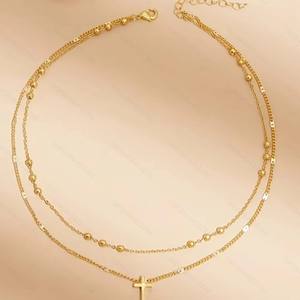 Çift Katmanlı Su Damlası Şeklinde Kristal Kalp Kesimli Kolye Ucu Zincirli Trendy Sade Uzun Çubuk Kolye Toptan Satış - Product Image 2