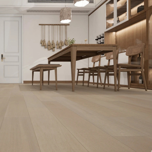 Suelo de Madera de Roble Blanco Multicapa de Diseño Europeo Moderno, Acabado Cepillado, Sistema de Click, Fácil Instalación Flotante - Product Image 1