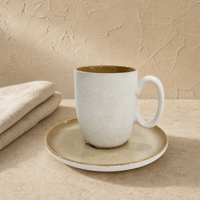 Ensemble tasse et soucoupe à café en grès EKA Nordic Minimalist, finition mate bicolore, pour café, restaurant, décoration intérieure