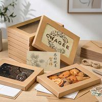 Boîte à pâtisserie en papier kraft personnalisée, pliable, de qualité alimentaire, petite boîte cadeau pour cartes de vœux