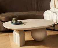 Designer nordique grand et petit salon en bois massif personnalité de forme spéciale table basse en bois ovale table à thé