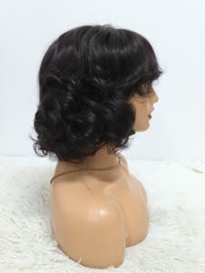 Promoción $33 Peluca Bob de Cabello Virgen 11A con Flequillo Ondulado, Hecha a Máquina, 100% Cabello Humano, 10 Pulgadas, 260g, Venta al Por Mayor de Fábrica - Product Image 3