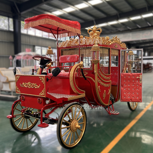 Charrette royale électrique dorée à 4 roues, design orné, pour mariages et visites touristiques, chariot à chevaux grandeur nature conduisable - Product Image 4