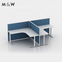 M&W Mobilier de bureau moderne : Postes de travail individuels ajustables pour 4 personnes avec cloisons en bois et aluminium, idéaux pour les centres d'appels et les écoles