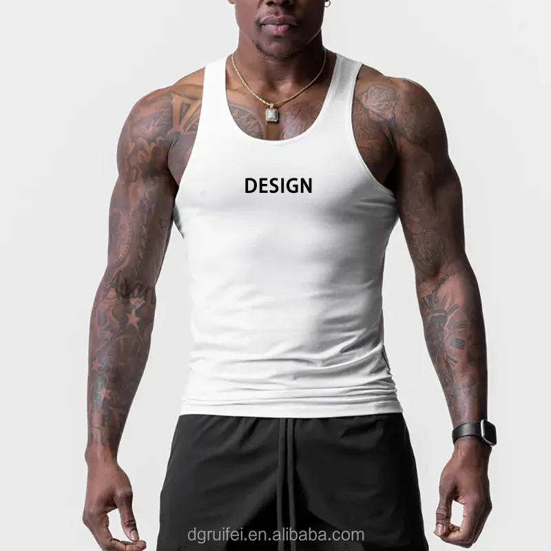 Vente en gros Logo personnalisé imprimé Musculation Courir Couche de base Muscle Slim Fit Workout Gym Athletic Stringer Débardeur Hommes