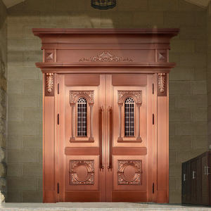 Portes d'entrée principales cintrées de luxe pour villa, portes d'entrée doubles en métal personnalisées, sécurité, cuivre - Product Image 3