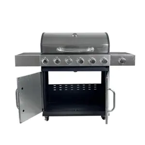 6 Burner Gas Grill Propane Grill With Side Burner Outdoor Grill Cabinet Style With Wheels