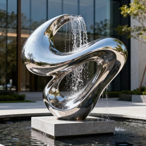 Escultura de Acero Inoxidable Pulido, Arte Metálico, Diseño Personalizado para Jardín o Inmuebles - Product Image 3