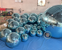 Boule miroir gonflable géante commerciale, sphère disco gonflable colorée, ballon miroir flottant doré pour décoration de fête au bord de la piscine