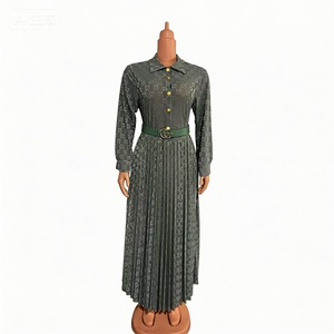 Nuovo Abito Casual Autunnale da <span class=keywords><strong>Donna</strong></span>, Lungo fino al Pavimento, Vestibilità Slim, con Gonna a Pieghe e Vita Controllata, Taglie Forti, con Dettagli Goffrati, per il <span class=keywords><strong>Giorno</strong></span> - Product Image 4