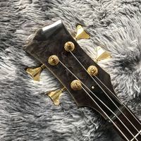 Manche de guitare basse électrique 4 cordes à travers le corps Burl Maple Veneer Gold Hardware