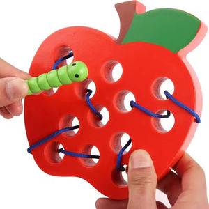 Juego de Enhebrar de <span class=keywords><strong>Madera</strong></span> Montessori de Fábrica EDUAND, Juguete Educativo Divertido de Insectos, Gusanos y Frutas (Manzana, Pera) EN71 - Product Image 4