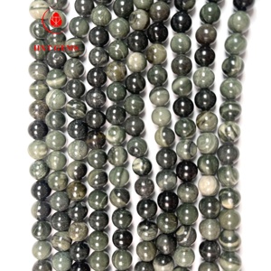 प्राकृतिक गोल मोती हरी लकड़ी जैस्पर 10 मिमी थोक पत्थर के मोती - Product Image 6