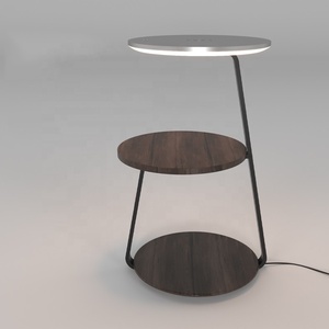 Hiện Đại Thông Minh Gỗ Kim Loại Không Dây Sạc Bàn Cạnh Giường Ngủ Đèn LED Ánh Sáng Ban Đêm Phòng Ngủ Cạnh Giường Ngủ Đèn Sàn Với Bảng - Product Image 6