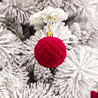 Ensemble de boules de Noël en velours floqué de 6 cm, en boîte, décorations suspendues pour arbre de Noël, pour fenêtre et présentation de fêtes