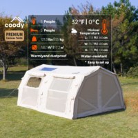 Tente gonflable Coody 17.2 Familia Pro Air - Beige, imperméable, de luxe, grande, pour le camping, pliable, en coton