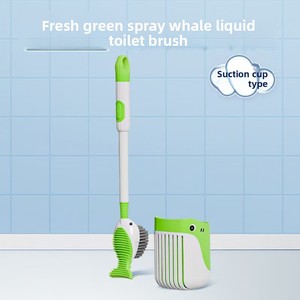 <b>Spray</b> whale liquid suction cup toilet brush bottom silicone cleaning <b>set</b> - Product Image 3