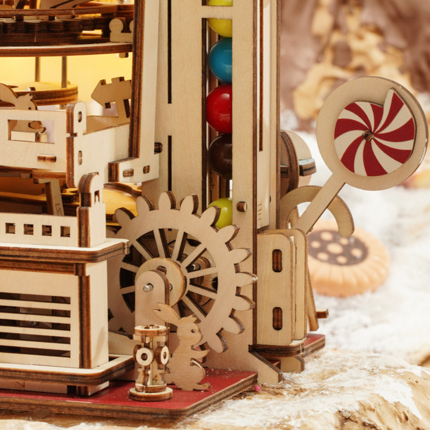 Robotime ROKR DIY Chocolate Factory 3D Wooden Puzzle Marble Run