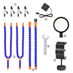 Lupa 3x con Lámpara y Ventilador, 6 Brazos Articulados, Clip <span class=keywords><strong>Auxiliar</strong></span> para Soldadura y Mantenimiento, Base con Clips - Product Image 6