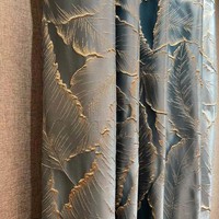 Tissu jacquard teint en fil de haute précision, style rétro simple, motif feuilles bleu profond, tendance 2022, pour vêtements et rideaux
