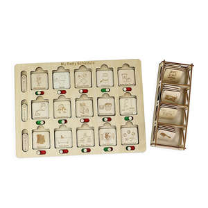 Calendario de escuela en casa Montessori juguetes educativos de aprendizaje impresión UV madera mi responsabilidad diaria tablero de rutina para niños - Product Image 5