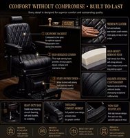 Fauteuil de barbier de luxe personnalisé, hydraulique, inclinable, en cuir PU haute densité, pivotant, appui-tête réglable, usage professionnel pour salon et spa
