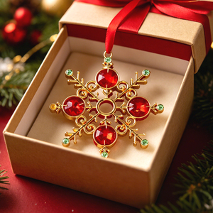 Ciondolo natalizio a forma di fiocco di neve in metallo con rilievo tridimensionale personalizzato in fabbrica, decorato con strass colorati, regalo perfetto per le vacanze - Product Image 4