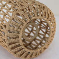 Abat-jour en corde de papier tissé à la main avec un design rustique, finition de couleur personnalisée, forme ronde pour lampes de table/de sol