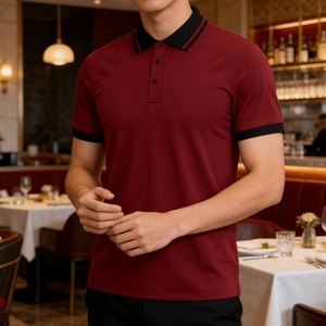 Polo Personalizzata con Logo per Ristoranti, Hotel, Cucine, Chef, Caffè, Bar, Personale - Uniforme da Lavoro con Blocchi di Colore e Ricamo per Uomo - Product Image 3