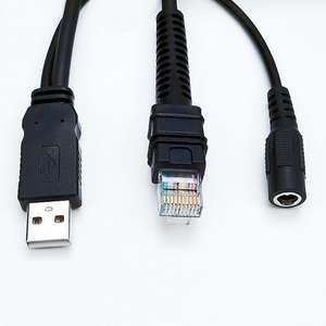 SOTESIN 5M USB lector de código de barras pos Cable de escáner para Zebra <span class=keywords><strong>LI3608</strong></span> LI3678 DS3608 DS3678 espiral en espiral VCC 12V potencia - Product Image 3