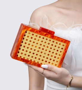 2026 New Fashion Acrylic Chains Patchwork Evening Bag Retro <strong>Green</strong> Box Design Banquet Shoulder <strong>Clutch</strong> Women High Quality 5 Inch - Product Image 2