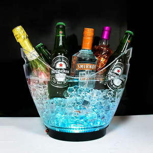 Seau à glace LED transparent Richshining avec logo personnalisé, facile à nettoyer, 5L, seau à champagne, présentoir à bouteilles LED, porte-bouteilles de bière pour bar, club - Product Image 5