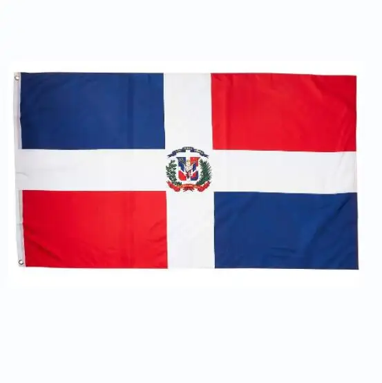 Bandera de Dominica de alta calidad, bandera dominicana de poliéster 100D de 3x5 pies con dos ojales de metal