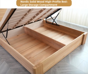 Giường ngủ hộp lò xo gỗ tối giản phong cách Bắc Âu - Khung gỗ chắc chắn, có thể điều chỉnh độ cao, thân thiện với môi trường, bền bỉ, tiết kiệm không gian cho phòng ngủ - Product Image 5