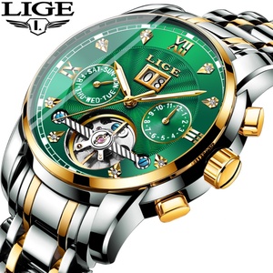 LIGE 9909 Men's Tourbillon Mechanical Watches Men Wrist Classic Charm <b>Automatic</b> Skeleton Watch Male - Product Image 1