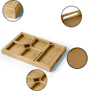 Scatola Porta Snack e Frutta Secca di Grado Alimentare, Vassoio Multifunzionale in Bambù con Divisori <span class=keywords><strong>per</strong></span> Casa da Tè e Hotel - Product Image 5